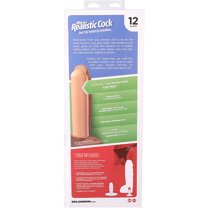 Фалоімітатор Doc Johnson The Realistic Cock ULTRASKYN - 12 Inch Hung with Balls Caramel