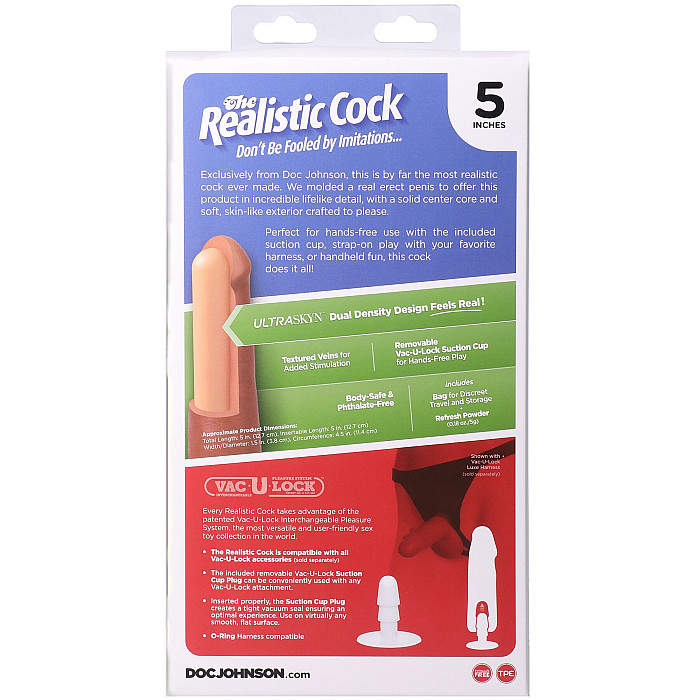 Фалоімітатор Doc Johnson The Realistic Cock ULTRASKYN - 5 Inch Vanilla