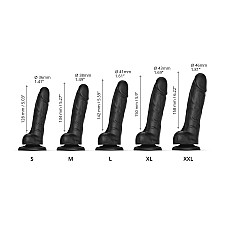 Реалістичний фалоімітатор Strap-On-Me Sliding Realistic Skin Dildo Black - M, ефект рухливої шкіри