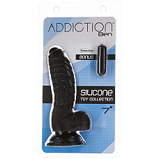 Фаллоимитатор ADDICTION Ben 7" Dildo With Balls Black, вибропуля в подарок