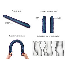 Фаллоимитатор двойной Strap-On-Me DOUBLE DONG REALISTIC DILDO - SNAKY METALLIC COLOR