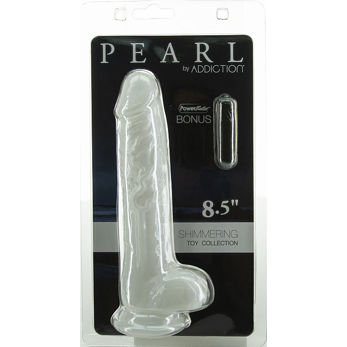 Фалоімітатор ADDICTION Pearl 8.5" Dildo with Balls, віброкуля в подарунок