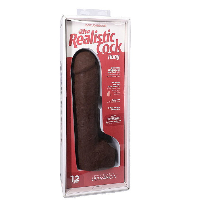 Фалоімітатор Doc Johnson The Realistic Cock ULTRASKYN - 12 Inch Hung with Balls Chocolate