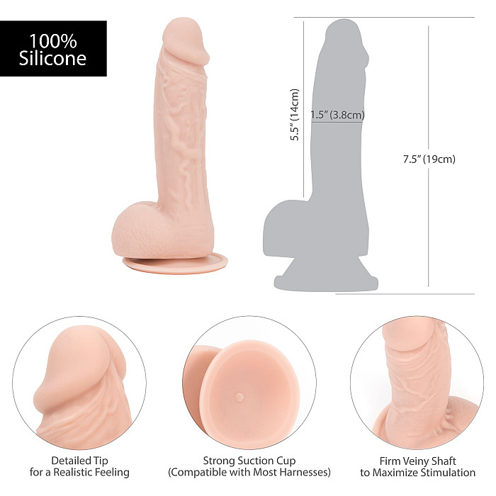 Реалістичний фалоімітатор на присосці ADDICTION — Mark 7,5″ Dildo With Balls, Beige