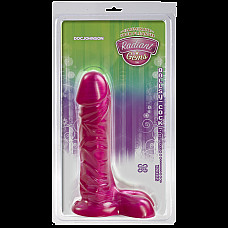 Фаллоимитатор Doc Johnson Radiant Gems 7 Inch Ballsy Fuchsia, диаметр 4,3см, антибактериальный ПВХ
