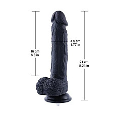 Фаллоимитатор для секс-машин Hismith 8.3″ Silicone Dildo Black, система KlicLok, гибкий стержень