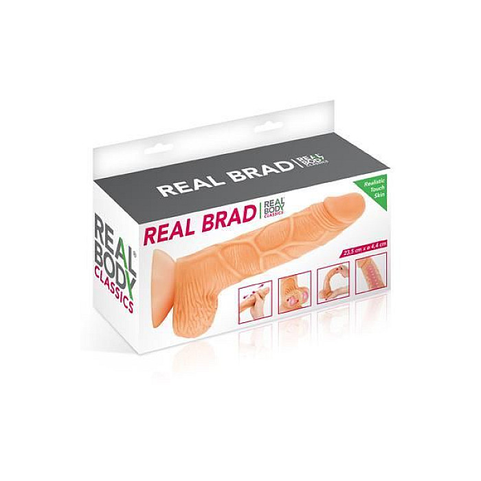 Фаллоимитатор с подвижной крайней плотью Real Body — Real Brad, диаметр 4 см, TPE