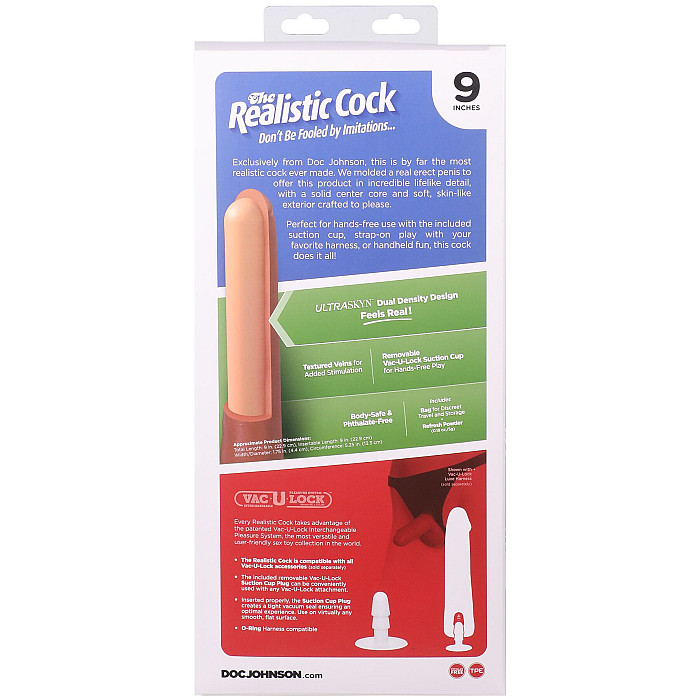 Фаллоимитатор Doc Johnson The Realistic Cock ULTRASKYN - 9 Inch with Balls Caramel