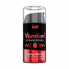 Жидкий вибратор Intt Vibration Strawberry (15 мл) EXTRA GREEN, очень вкусный, действует до 30 минут