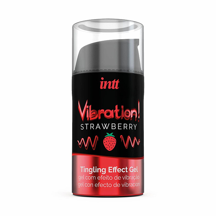 Жидкий вибратор Intt Vibration Strawberry (15 мл) EXTRA GREEN, очень вкусный, действует до 30 минут