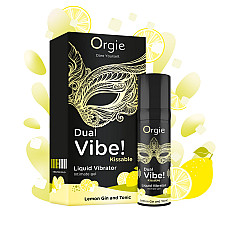 Жидкий вибратор Orgie Dual Vibe! Lemon Gin And Tonic Kissable Liquid Vibrator, 15 мл