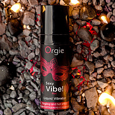 Жидкий вибратор Orgie Sexy Vibe! Hot, 15 мл, согревающий, очень мощный, со вкусом клубники