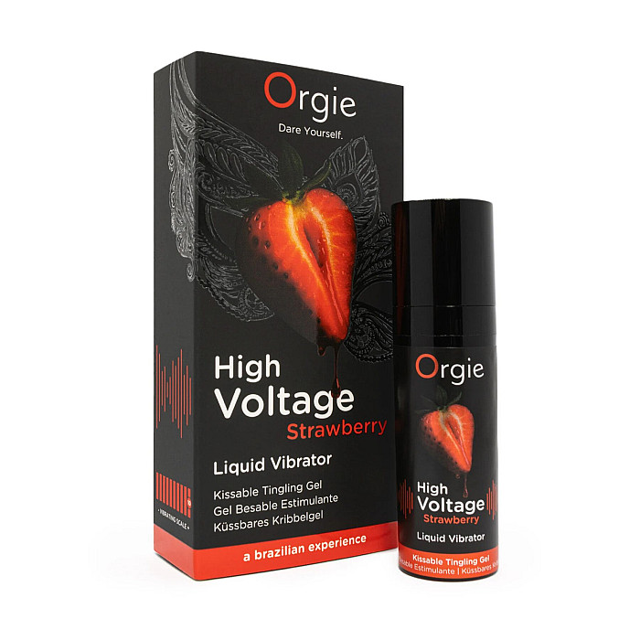 Жидкий вибратор Orgie High Voltage – Strawberry, 15 мл, эффект мурашек, очень мощный, вкус клубники