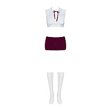 Эротический костюм студентки Obsessive Student 4 pcs costume S/M, топ, юбка, стринги, гольфы