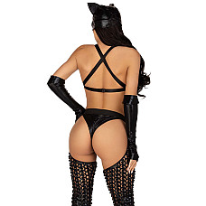 Эротический костюм кошечки-госпожи Leg Avenue Mistress Kitty XS, перчатки, комбинезон, маска