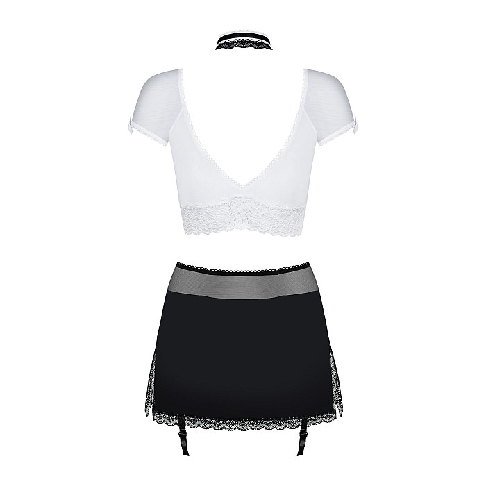 Эротический костюм секретарши Obsessive Secretary suit 5pcs black S/M, черно-белый, топ, юбка, стрин