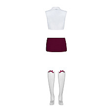 Эротический костюм студентки Obsessive Student 4 pcs costume L/XL, топ, юбка, стринги, гольфы