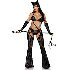 Эротический костюм кошечки-госпожи Leg Avenue Mistress Kitty S, перчатки, комбинезон, маска