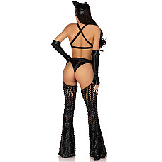 Эротический костюм кошечки-госпожи Leg Avenue Mistress Kitty S, перчатки, комбинезон, маска