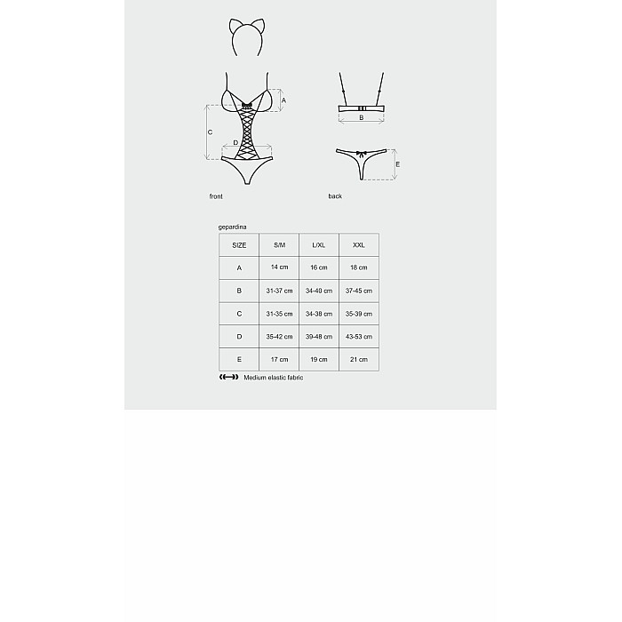 Еротичний костюм гепарду Obsessive Gepardina 3 pcs costume L/XL, чорний, хутряне оздоблення, монокін