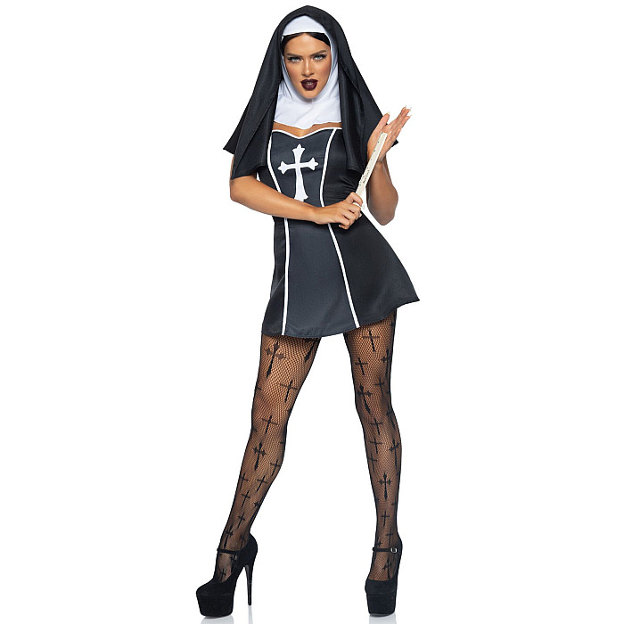 Костюм монашки Leg Avenue Naughty Nun S, платье, головной убор