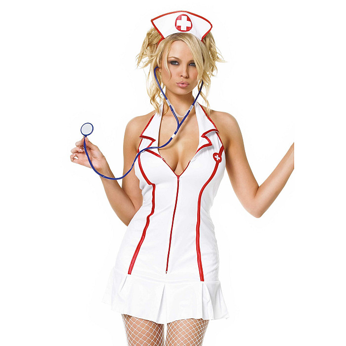 Эротический костюм медсестры Leg Avenue Head Nurse M/L, платье, аксессуар на голову, стетоскоп