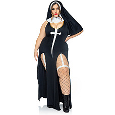 Костюм монашки-грешницы Leg Avenue Sultry Sinner 1X-2X, платье, головной убор, воротник