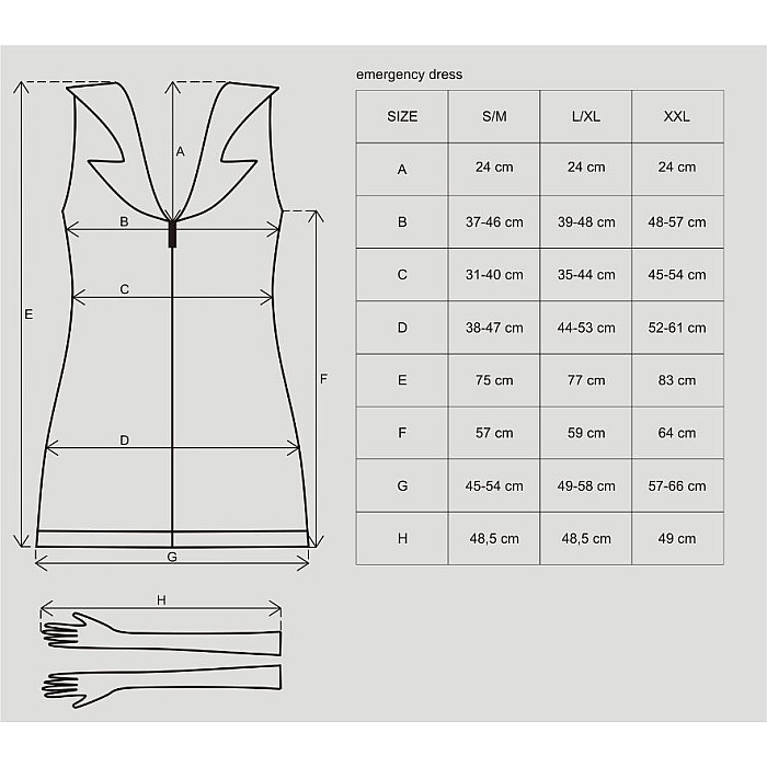 Еротичний костюм медсестри Obsessive Emergency dress S/M, white, сукня, стринги, рукавички, чепчик,