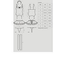 Эротический костюм горничной с юбкой Obsessive Housemaid 5 pcs costume L/XL, черно-белый, топ с подв