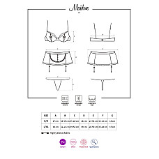 Еротичний костюм покоївки Obsessive Maidme set 5pcs S/M, бюстгальтер, пояс з фартухом, панчохи, стрі