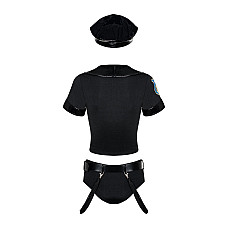 Эротический костюм полицейского Obsessive Police set S/M, black, топ, шорты, кепка, пояс, портупея