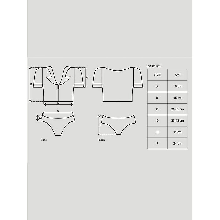 Еротичний костюм поліцейського Obsessive Police set S/M, black, топ, шорти, кепка, пояс, портупея