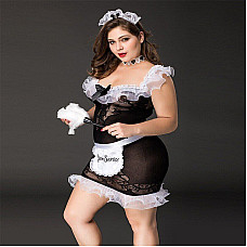 Костюм покоївки JSY «Слухняна Ельма» Plus Size Black, сукня, фартух, головний убір покоївки