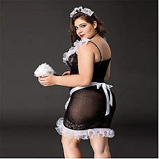 Костюм покоївки JSY «Слухняна Ельма» Plus Size Black, сукня, фартух, головний убір покоївки