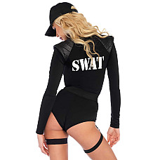 Костюм эротического спецназа Leg Avenue SWAT Team Babe M, боди, пояс, подвязки, игрушечная рация, ке