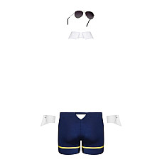 Эротический костюм пилота Obsessive Pilotman set 2XL/3XL, боксеры, манжеты, воротник с галстуком, оч