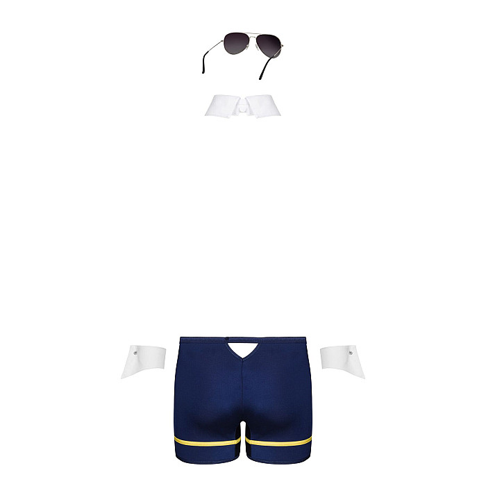 Эротический костюм пилота Obsessive Pilotman set 2XL/3XL, боксеры, манжеты, воротник с галстуком, оч