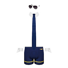 Эротический костюм пилота Obsessive Pilotman set 2XL/3XL, боксеры, манжеты, воротник с галстуком, оч