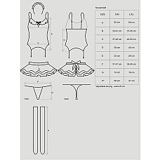 Еротичний костюм покоївки зі спідницею Obsessive Housemaid 5 pcs costume S/M, black, топ, спідниця,