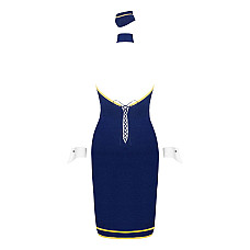 Еротичний костюм стюардеси Obsessive Stewardess uniform M/L, blue, сукня, пілотка, шарф, манжети