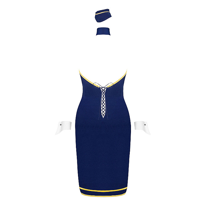 Эротический костюм стюардессы Obsessive Stewardess uniform M/L, blue, платье, пилотка, шарф, манжеты