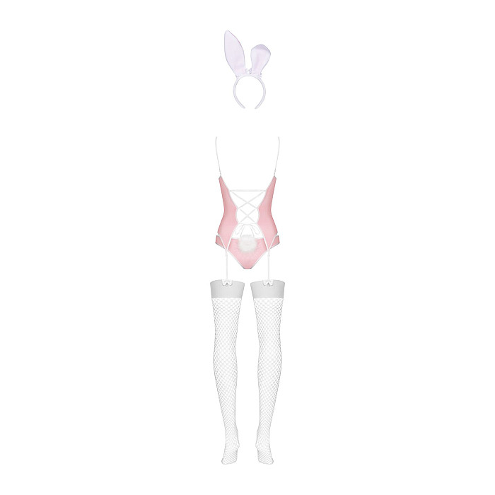 Еротичний костюм зайчика Obsessive Bunny suit 4 pcs costume pink S/M, рожевий, топ з підв’язками, тр