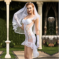 Еротичний костюм нареченої "Благочестива Марта" L/XL White