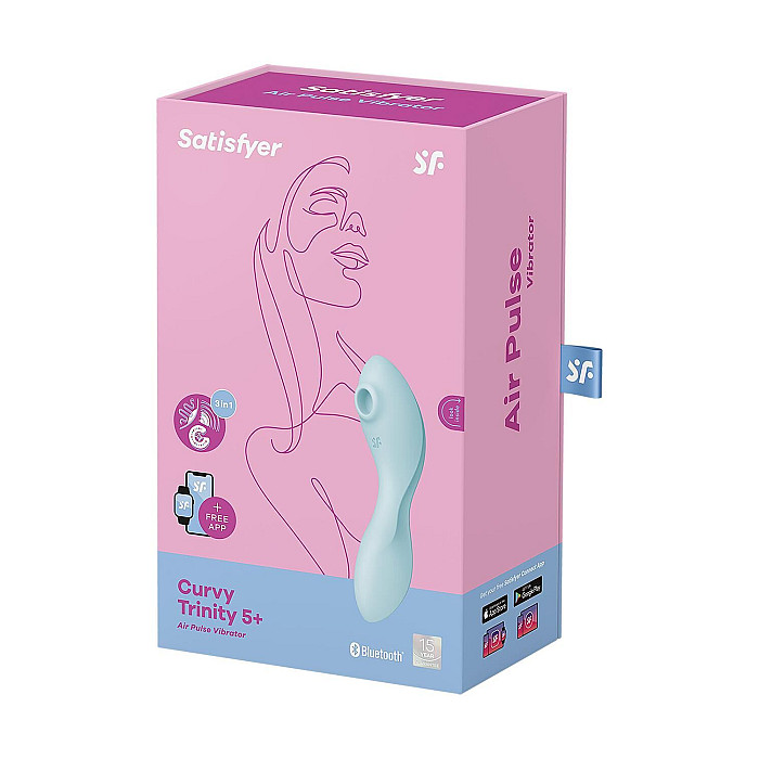 Вакуумный смарт-стимулятор с вибрацией Satisfyer Curvy Trinity 5 (Blue) (мятая упаковка!!!)
