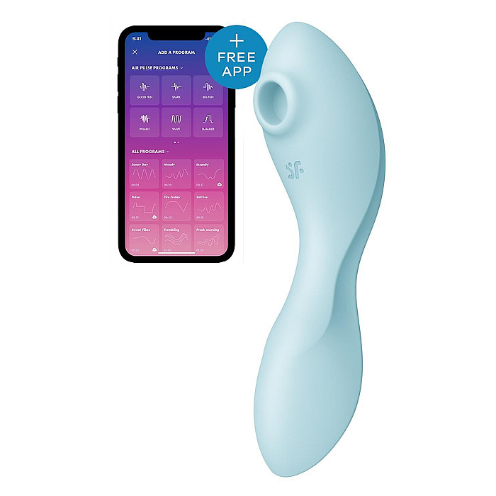 Вакуумный смарт-стимулятор с вибрацией Satisfyer Curvy Trinity 5 (Blue) (мятая упаковка!!!)