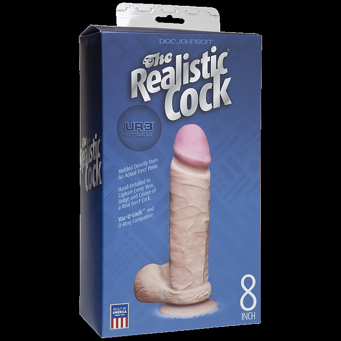 Фалоімітатор Doc Johnson The Realistic Cock 8 inch White - ULTRASKYN, Vack-U-Lock (м'яте паковання!!!)