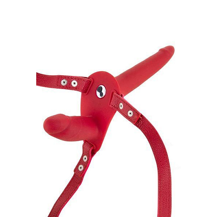 Двойной страпон с вибрацией Fetish Tentation Vibrating Strap-On Red (мятая упаковка!!!)