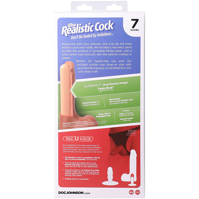 Фалоімітатор Doc Johnson The Realistic Cock ULTRASKYN 7 Inch with Balls Vanilla (м'яте паковання!!!)