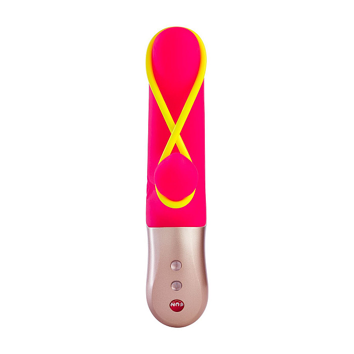Мінівібратор-кролик зі стимулювальною стрічкою Fun Factory AMORINO pink/neon yellow (м'яте паковання!!!)