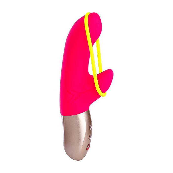 Мінівібратор-кролик зі стимулювальною стрічкою Fun Factory AMORINO pink/neon yellow (м'яте паковання!!!)